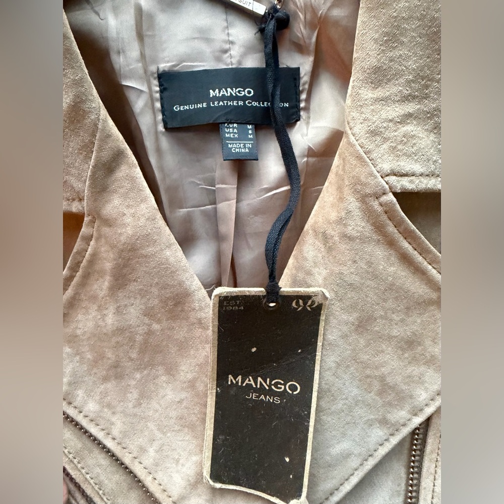 Mango Beige/Tan Suede Leather Jacket size Small - Picture 10 of 10